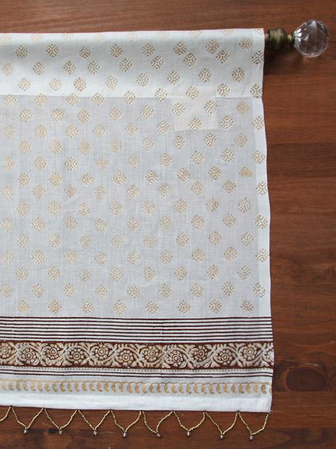 The Nizams Pearls ~ White and Gold India Sari Window Valance