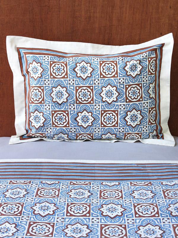 Ocean Breezes ~ Rustic Blue Brown Moroccan Beach Pillow Sham
