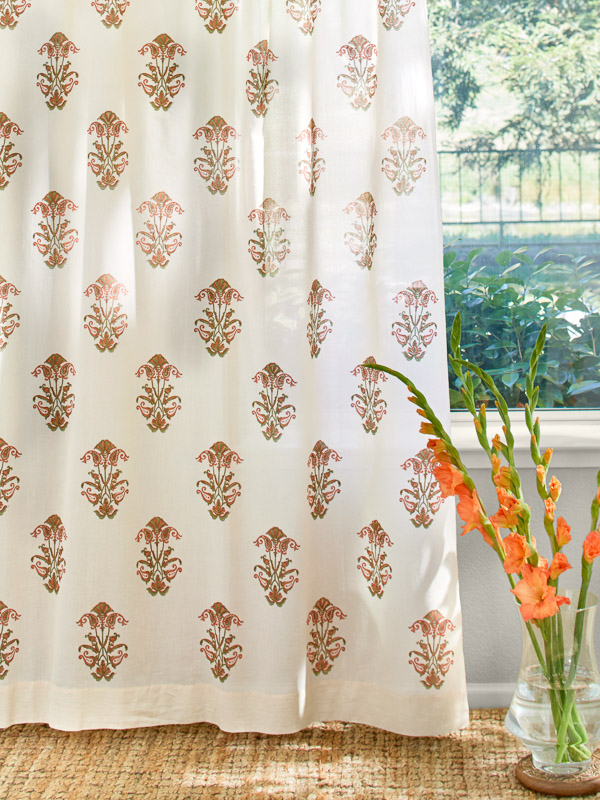 Orange Blossom (CP) ~ Persian Mediterranean Floral Curtain Panel