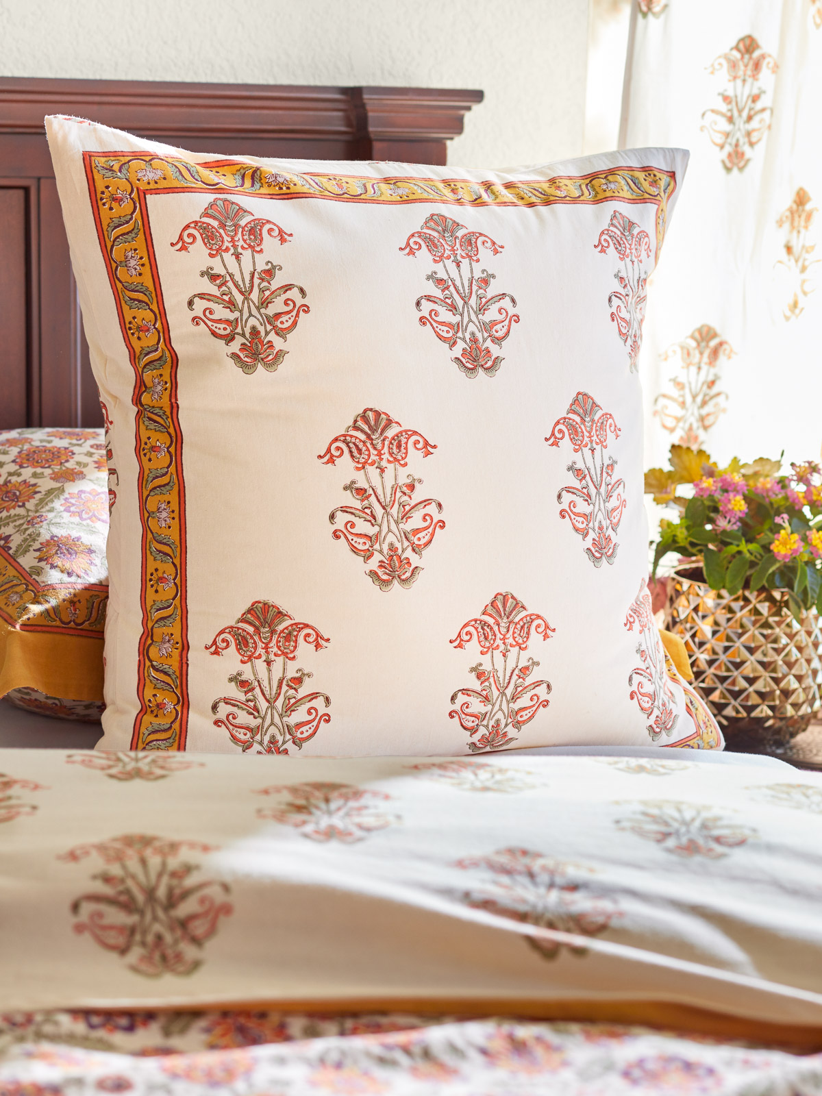 Orange Blossom (CP) ~ Mediterranean Floral Print Euro Sham