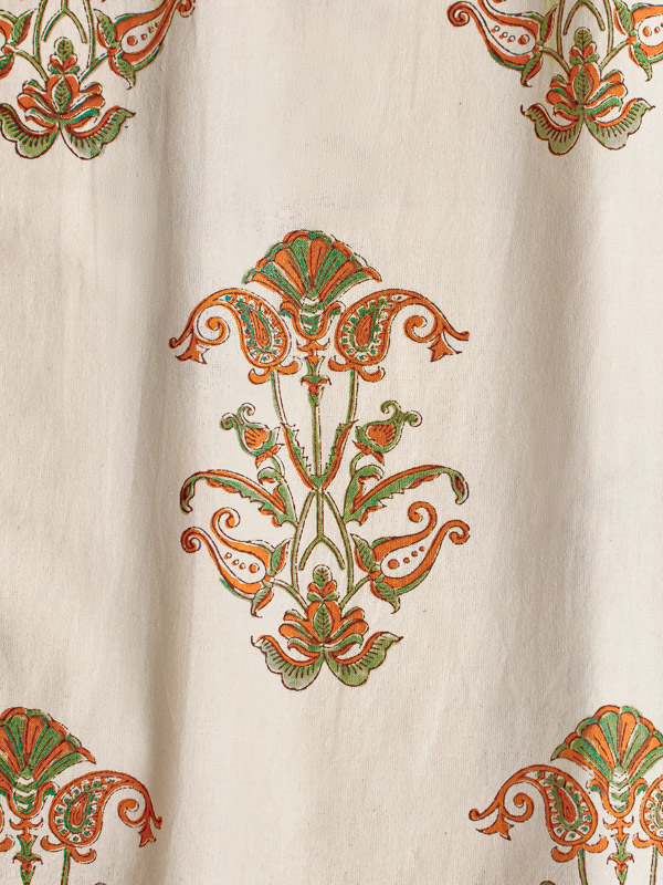 Orange Blossom (CP) ~ Cream Fabric With Orange Floral Print