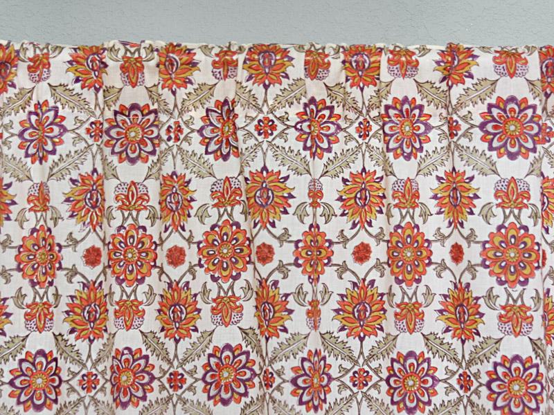 Orange Blossom ~ Orange Cream Fabric with Vintage Floral Print in Cotton (Cotton - 10in inch) by Saffron Marigold