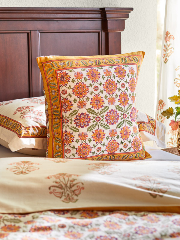 Orange Blossom ~ Persian Mediterranean Floral Cushion Cover
