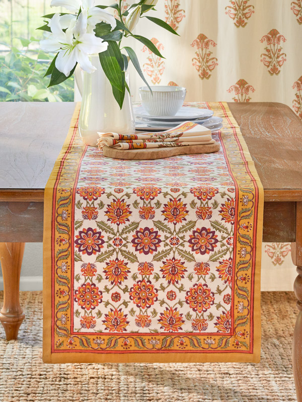Orange Blossom ~ Persian Mediterranean Floral Table Runner