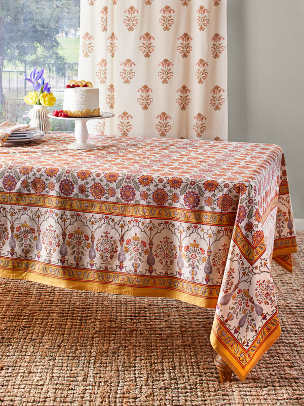 Orange Blossom ~ Persian Mediterranean Floral Print Tablecloth