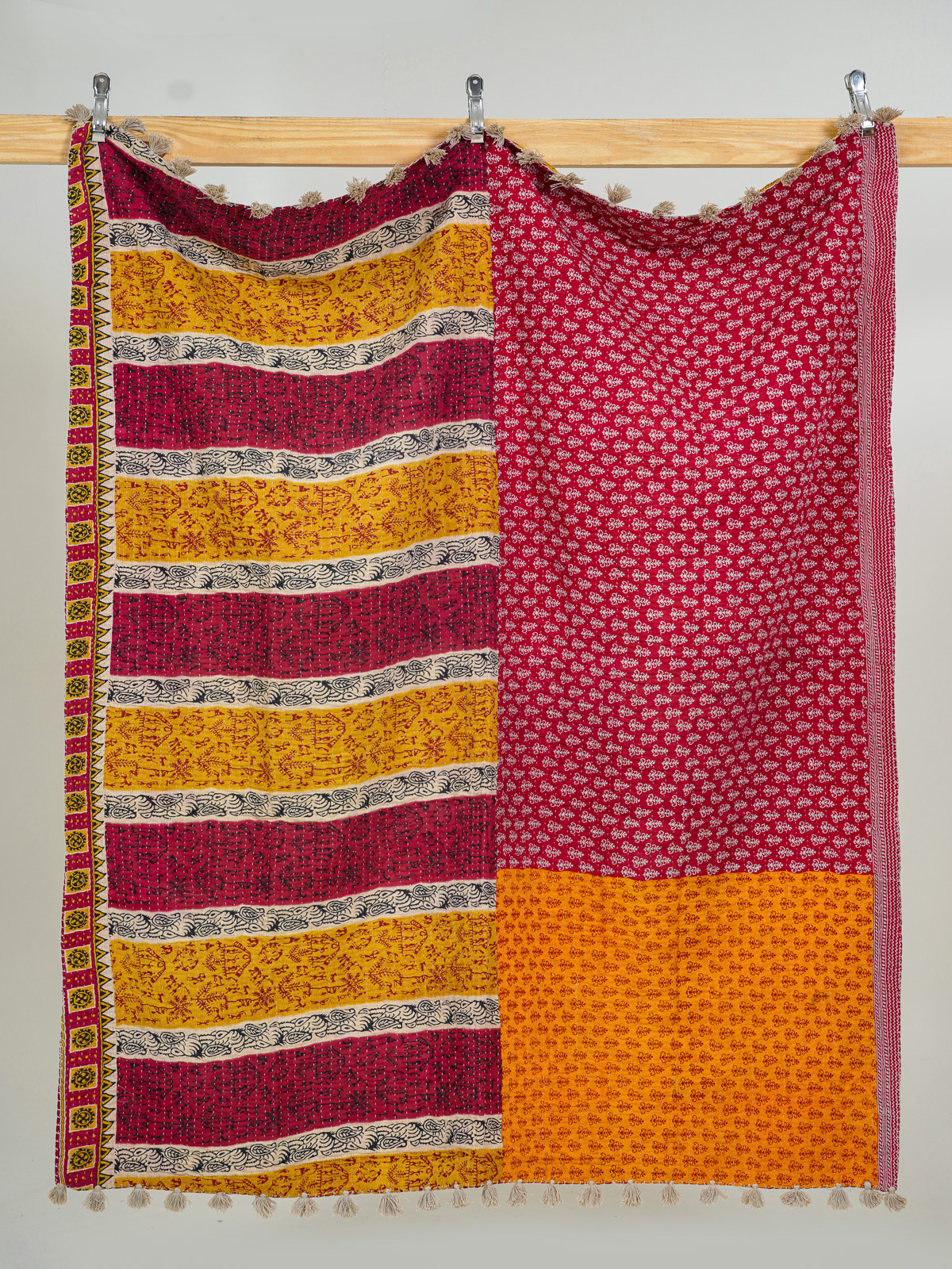 Pink Lemonade Vintage Sari Kantha Throw