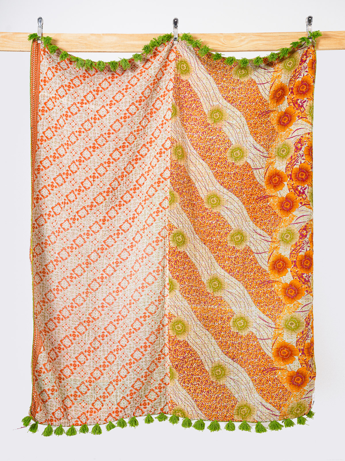 Marigold Sunlight Throw Kantha Quilt