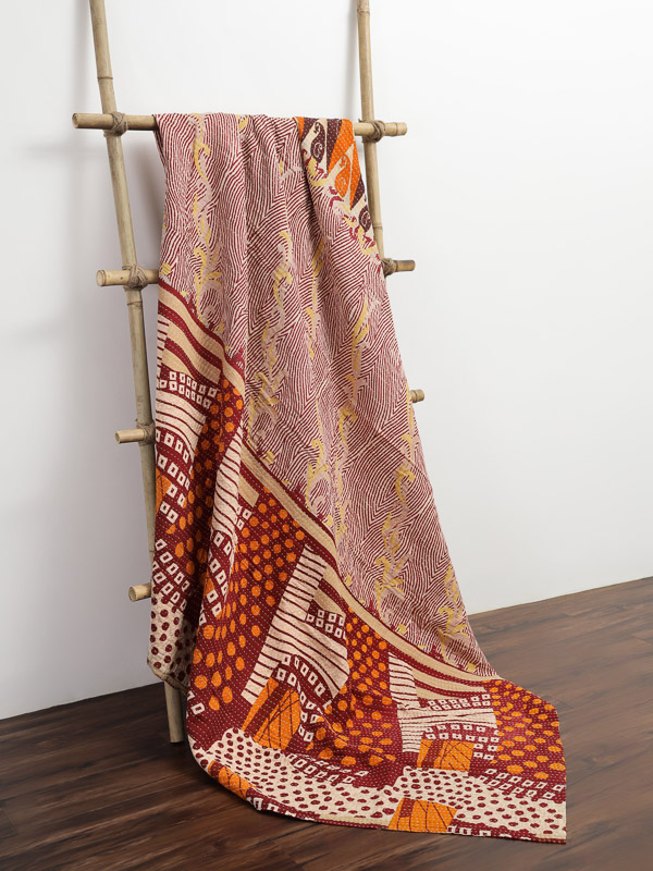 Rekha Rajiya ~ Vintage Kantha Quilt Sari Bedspread
