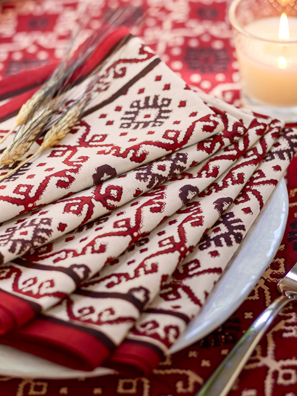 Ruby Kilim ~ Red Decorative Cotton Cloth Table Napkins
