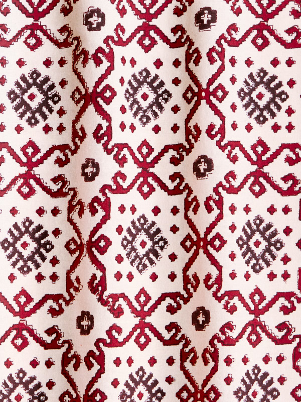 Ruby Kilim (CP) ~ Tan Pink Fabric With Rustic Geometric Print