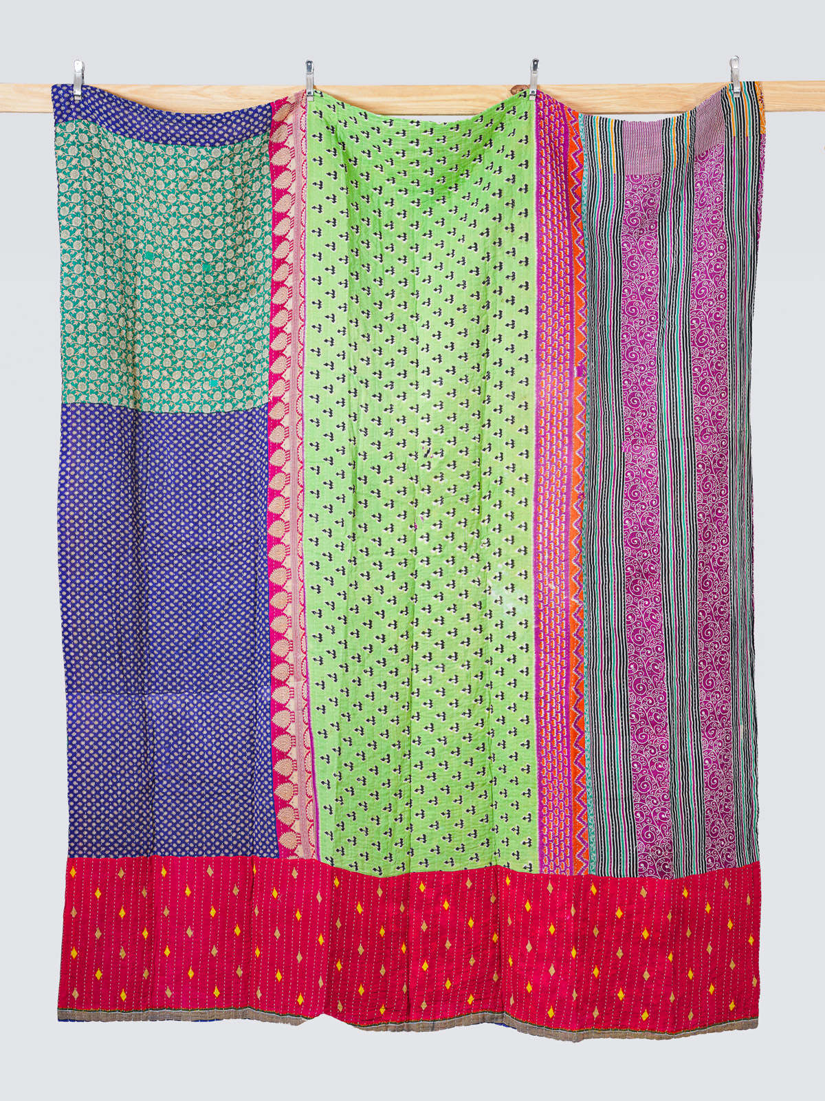 Peacock Bazaar Festival King Kantha Quilt