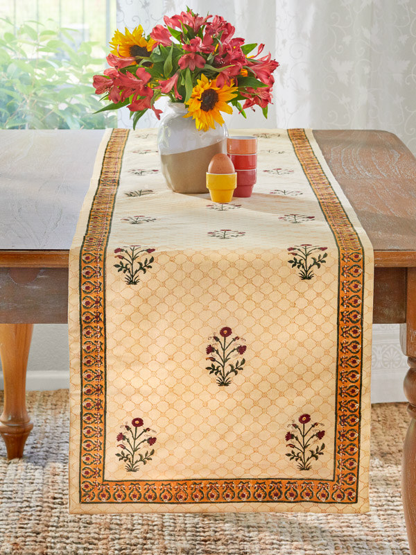 Red Poppy ~ Elegant Floral India Banquet Table runner