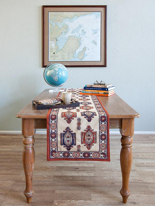 Aztec print table runner, Kilim table scarf, Tribal table runner