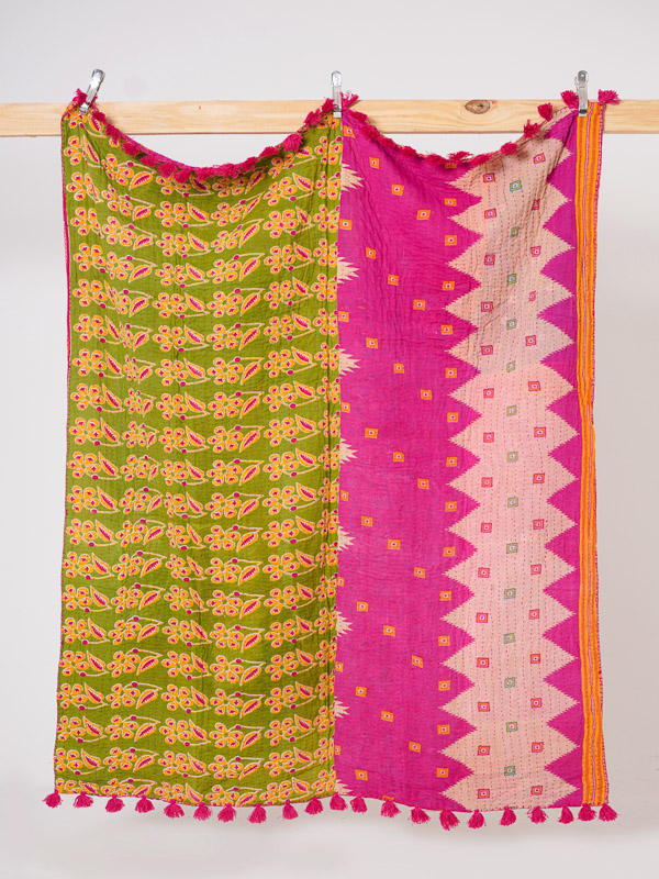 Santosh Bunkar ~ Vintage Kantha Quilt Sari Throw