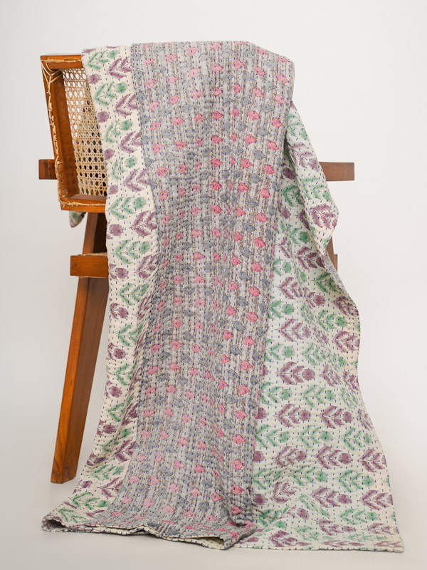 Santosh Meena ~ Vintage Kantha Quilt Sari Throw