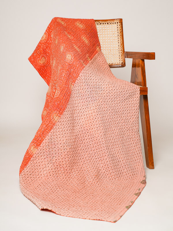 Savitri Meena ~ Vintage Kantha Quilt Sari Throw