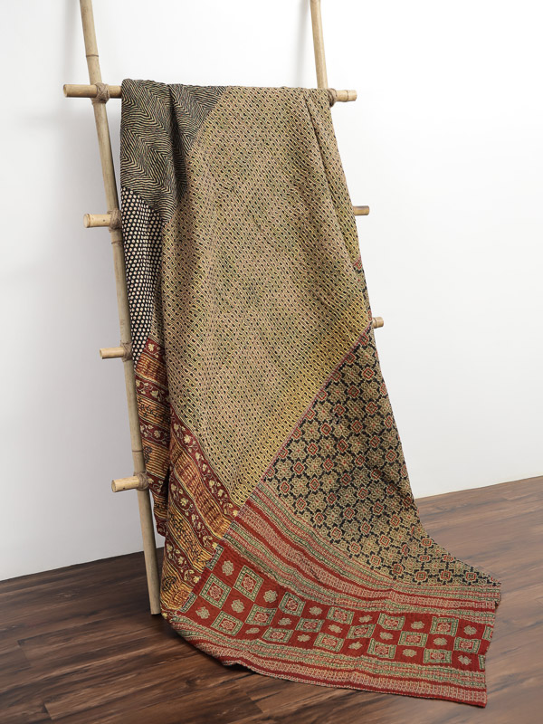 Savitri Meena ~ Vintage Kantha Quilt Sari Bedspread