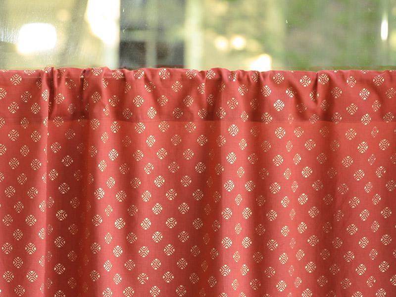 Orange Gold Cotton Indian Sari Curtains, Peach Sheer Kitchen Curtains