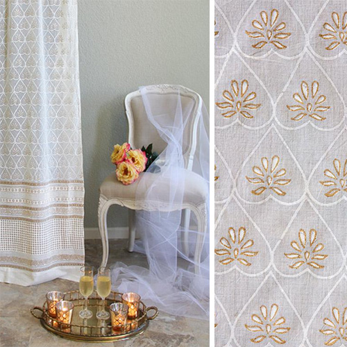 Bridal Veil ~ White and Gold Bedding, Curtains & Table Linens