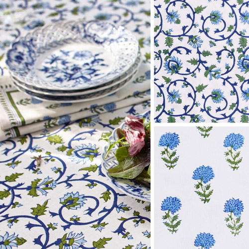 Moonlit Taj ~ Exotic Turquoise Floral Bedding, Curtains & Table