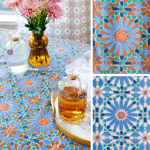 Mosaique Bleue ~ Moroccan Blue Bedding, Curtains, Table Linens