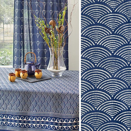 Pacific Blue ~ Navy Indigo Blue Bedding, Curtains & Table Linens