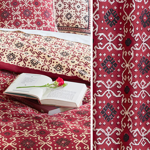 Ruby Kilim ~ Red and Black Bedding, Curtains & Table Linens