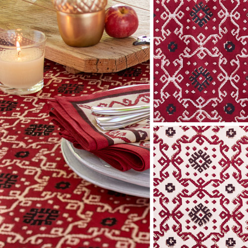 Ruby Kilim ~ Red and Black Bedding, Curtains & Table Linens