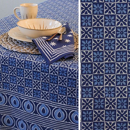 Starry Nights ~ Blue Batik Bedding, Curtains & Table Linens