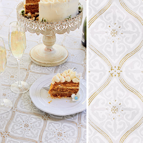 Vanilla Glace ~ White Gold Bedding, Curtains & Table Linens