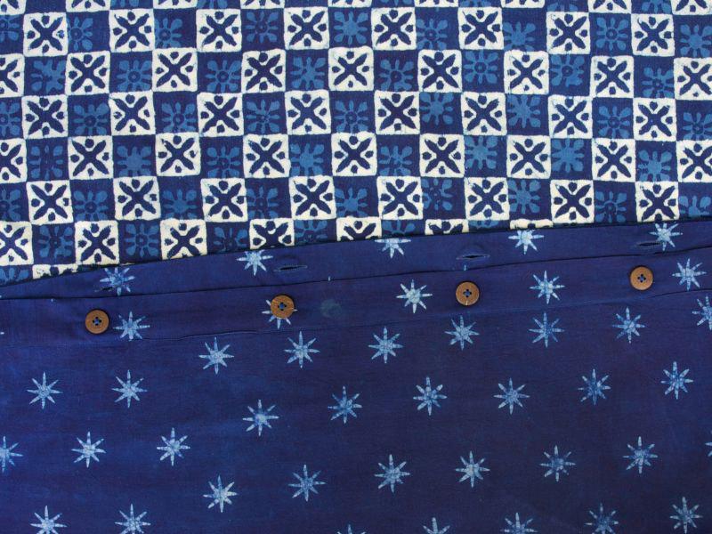 Starry Nights ~ Blue and White Batik Fabric with Star Boho Print in Cotton (Cotton - 10in inch) by Saffron Marigold