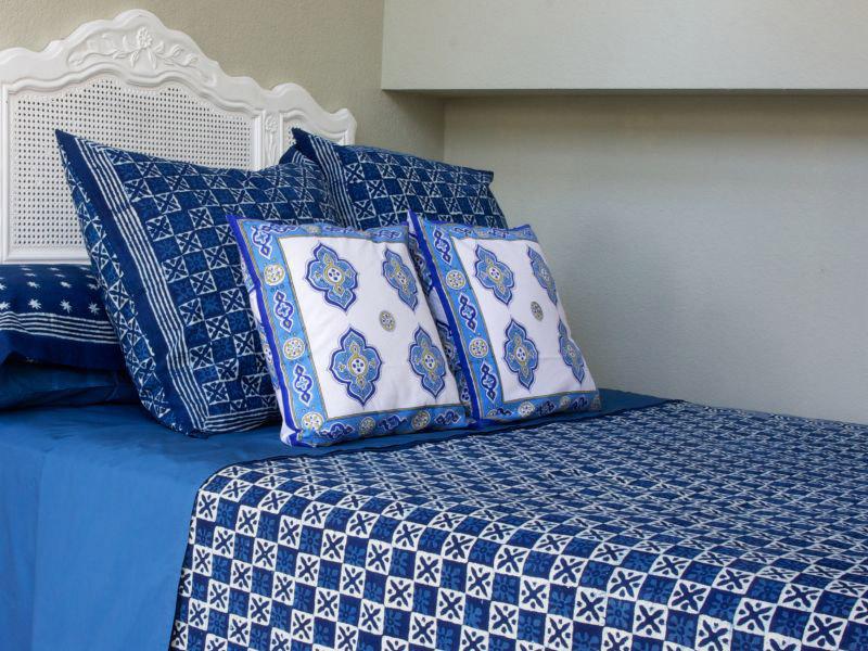 Starry Nights ~ Designer Blue Batik Contemporary Queen Bedspread