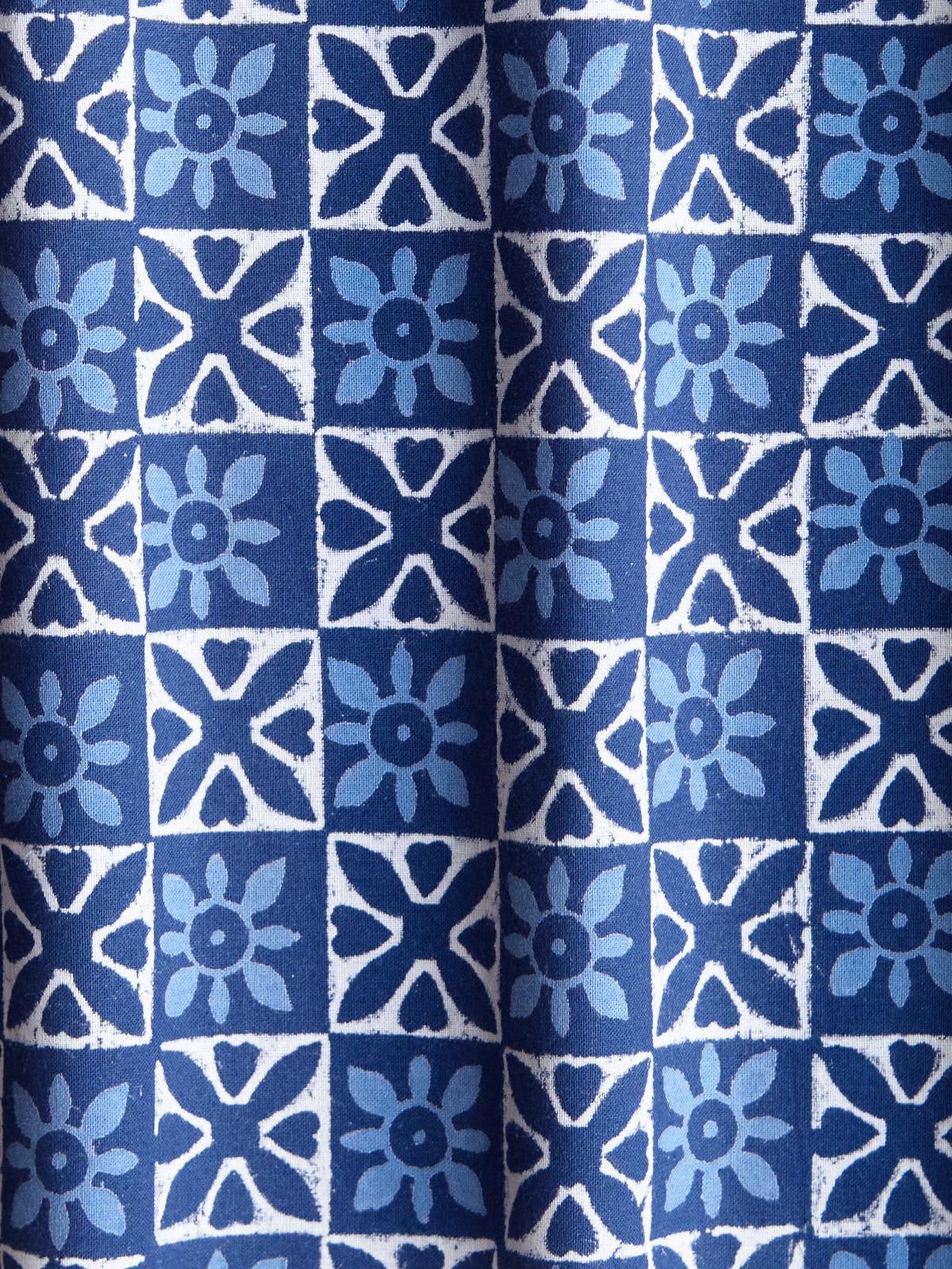 Starry Nights ~ Blue and White Batik Fabric With Star Boho Print