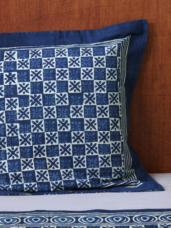 Starry Nights ~ Blue and White Batik Fabric with Star Boho Print in Cotton (Cotton - 10in inch) by Saffron Marigold