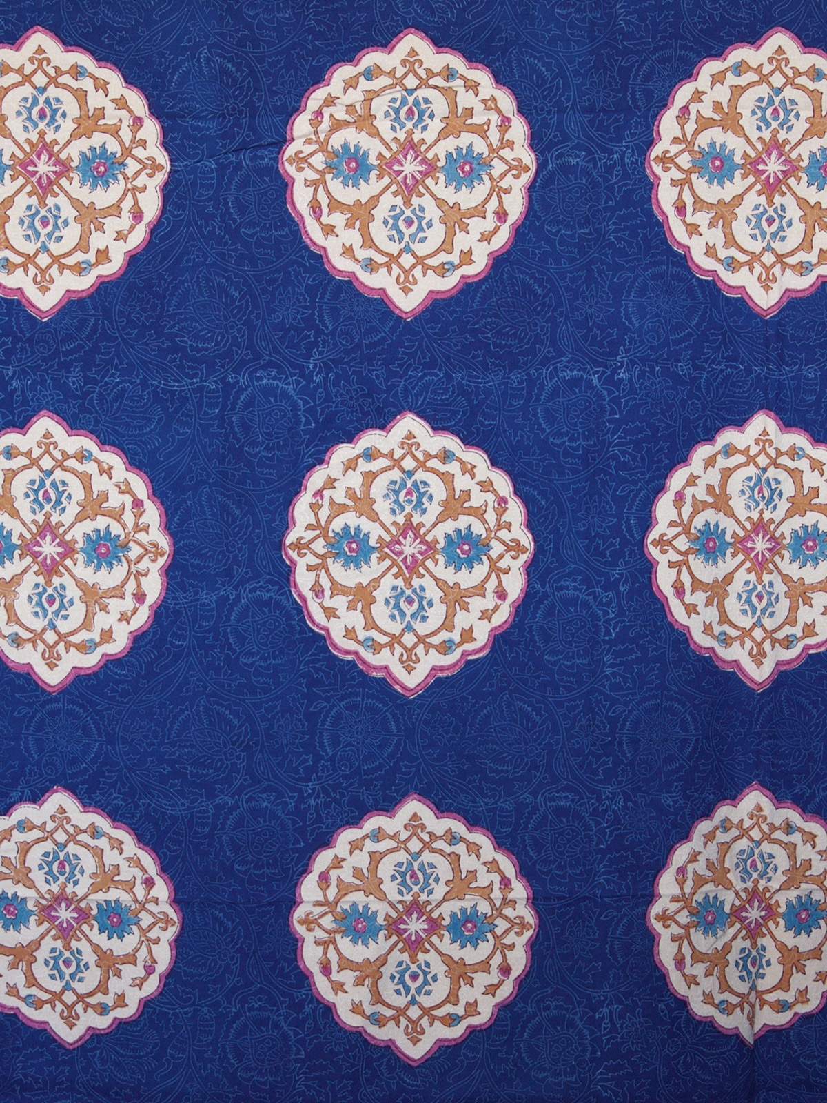Sultans Palace ~ Blue and White Fabric Swatch with Medallions