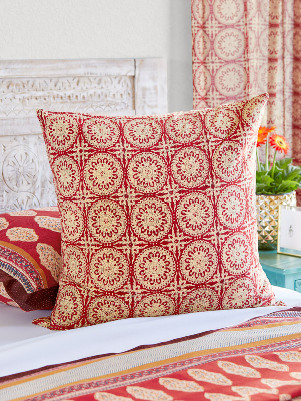 Spice Route (CP) ~ Red Mandala Sun Print Euro Sham