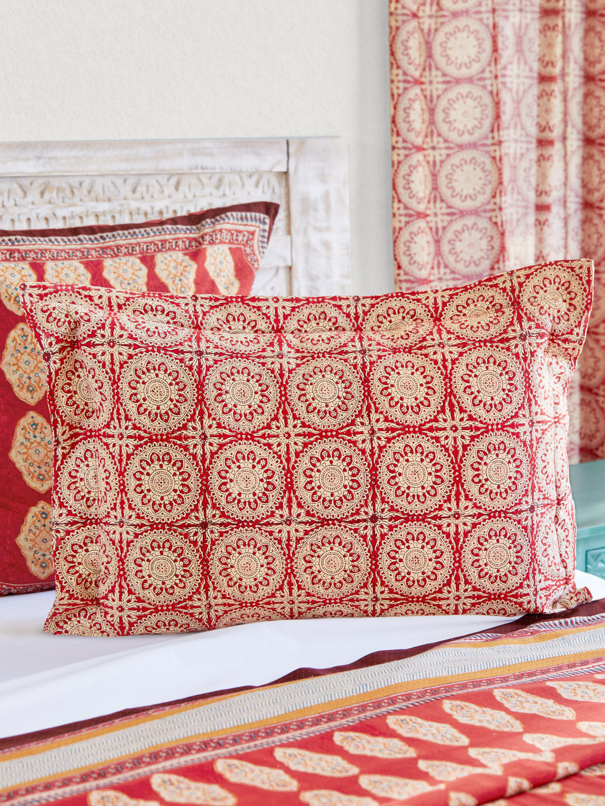 Spice Route (CP) ~ Red Mandala Sun Print Pillow Sham