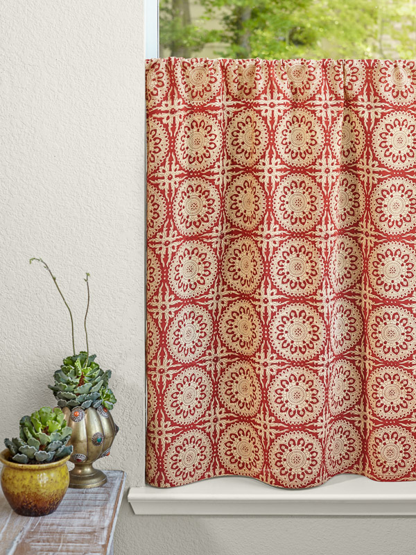 Spice Route (CP) ~ Red Mandala Sun Print Kitchen Curtain