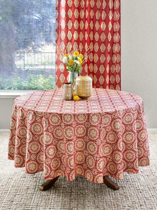 Spice Route (CP) ~ Red Mandala Sun Print Round Tablecloth