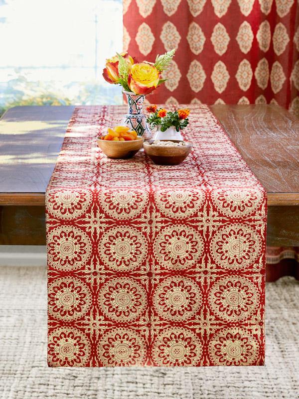 Spice Route (CP) ~ Red Mandala Sun Print Table Runner