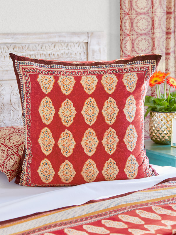 Spice Route ~ Red Orange Moroccan Indian Euro Sham