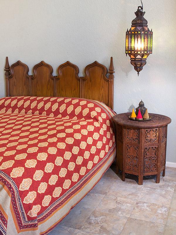 Spice Route ~ Red Orange Moroccan Indian Bedspread