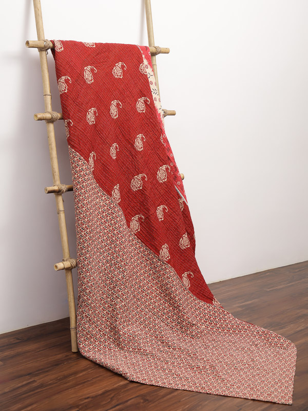 Suman Sharma ~ Vintage Kantha Quilt Sari Bedspread