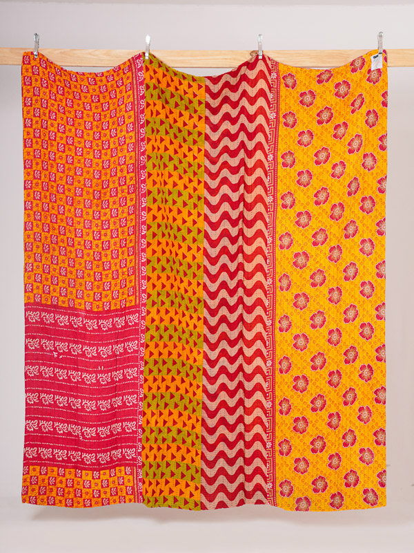 Sunita Yadav ~ Vintage Kantha Quilt Sari Bedspread