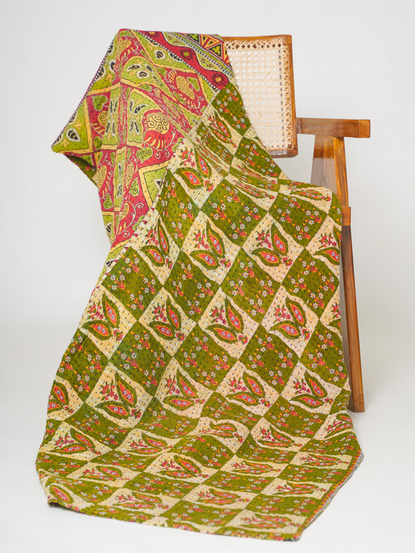 Sunita Yadav ~ Vintage Kantha Quilt Sari Throw