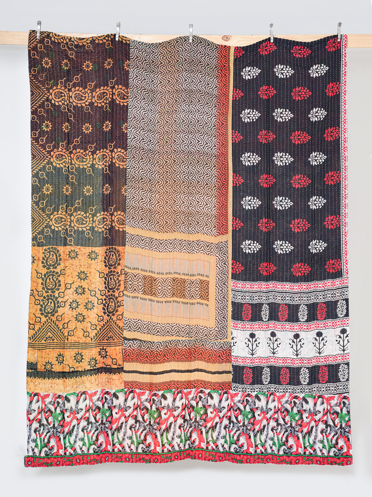 Midnight Marigold Bazaar King Kantha Quilt