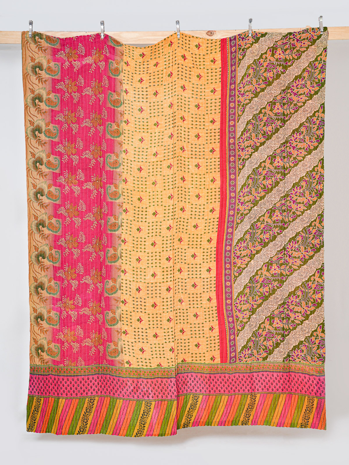 Marigold Rose Garden King Kantha Quilt