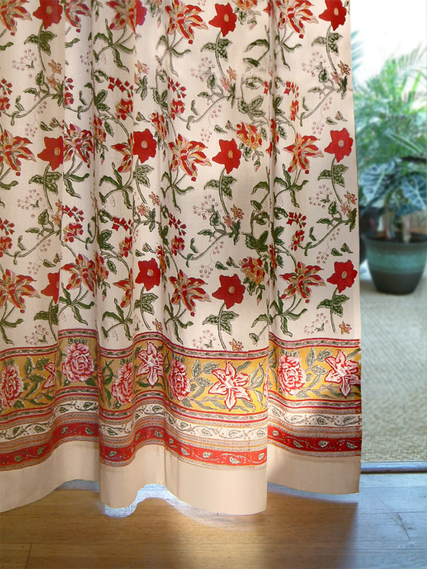 Tropical Red Country Sheer Curtains, Tan Sheer Curtains