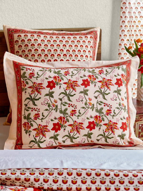 Tropical Garden ~ Colorful Country Pillow Sham Flanged