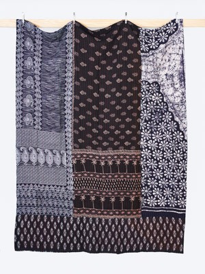 Indigo Moonlit Garden King Kantha Quilt